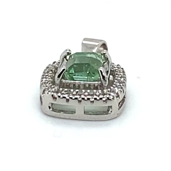 Mint Green Tourmaline 1.01ct White Gold Finish Solid 925 Sterling Silver Pendant - Picture 4 of 7